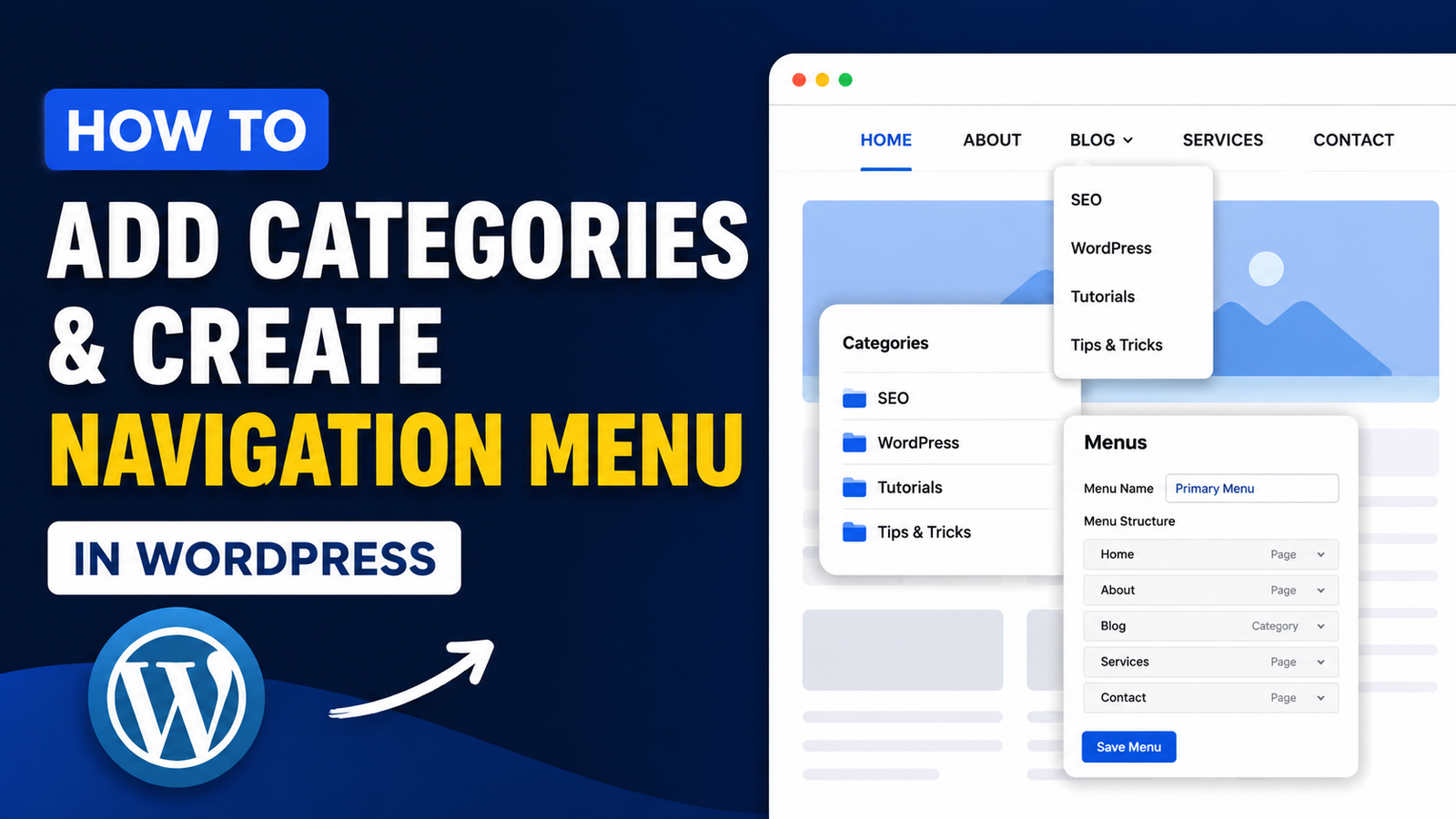 How to Add Categories & Create Navigation Menu in WordPress